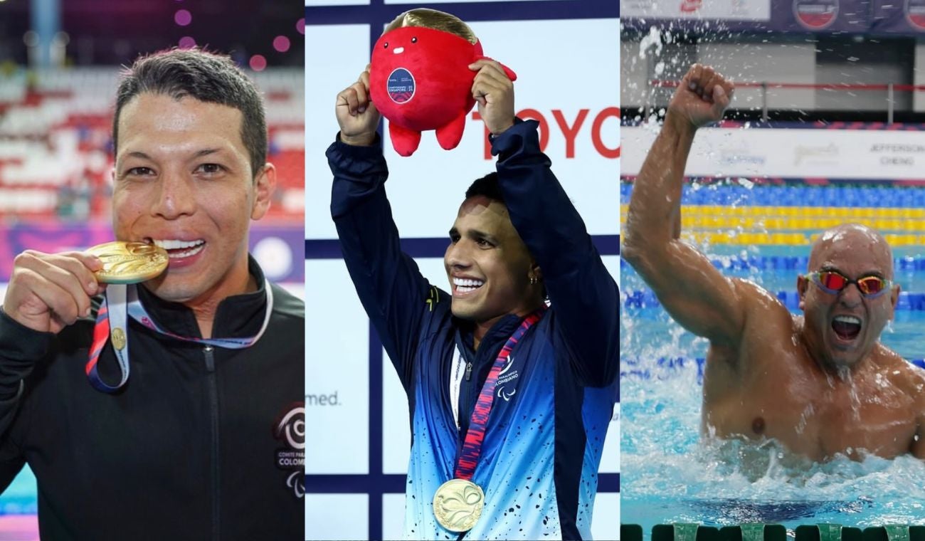 Nelson Crispín, Carlos Daniel Serrano y Moisés Fuentes (para nadadores santandereanos)