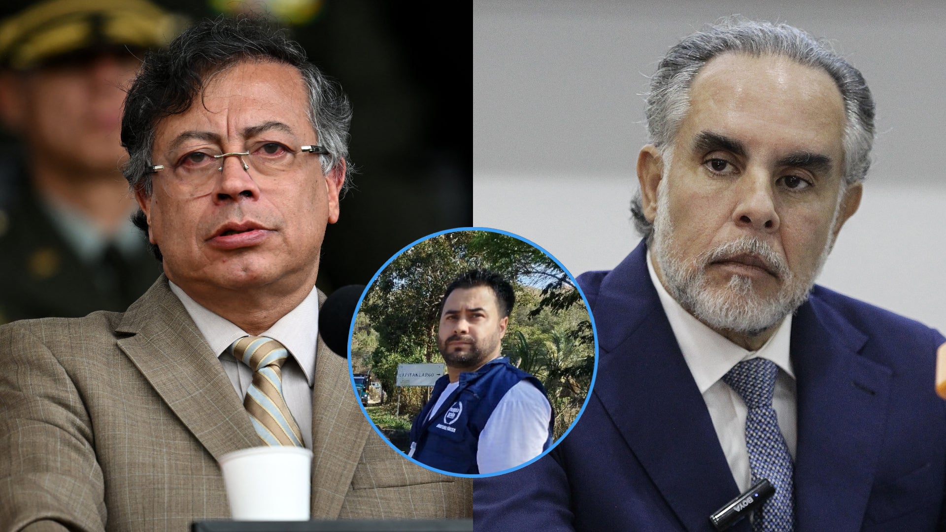 El presidente Gustavo Petro; el ministro del Interior, Armando Benedetti, y el personero de Ocaña, Jorge Bohórquez