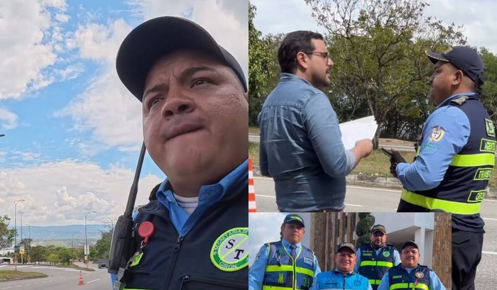 Carlos Parra denunciando y confrontando agentes de Tránsito de Girón
