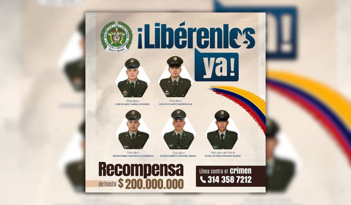 Cartel de liberación de policías secuestrados en Tibú