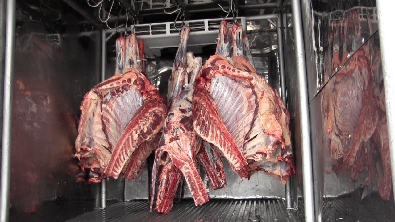 La carne en las plantas de sacrificio.