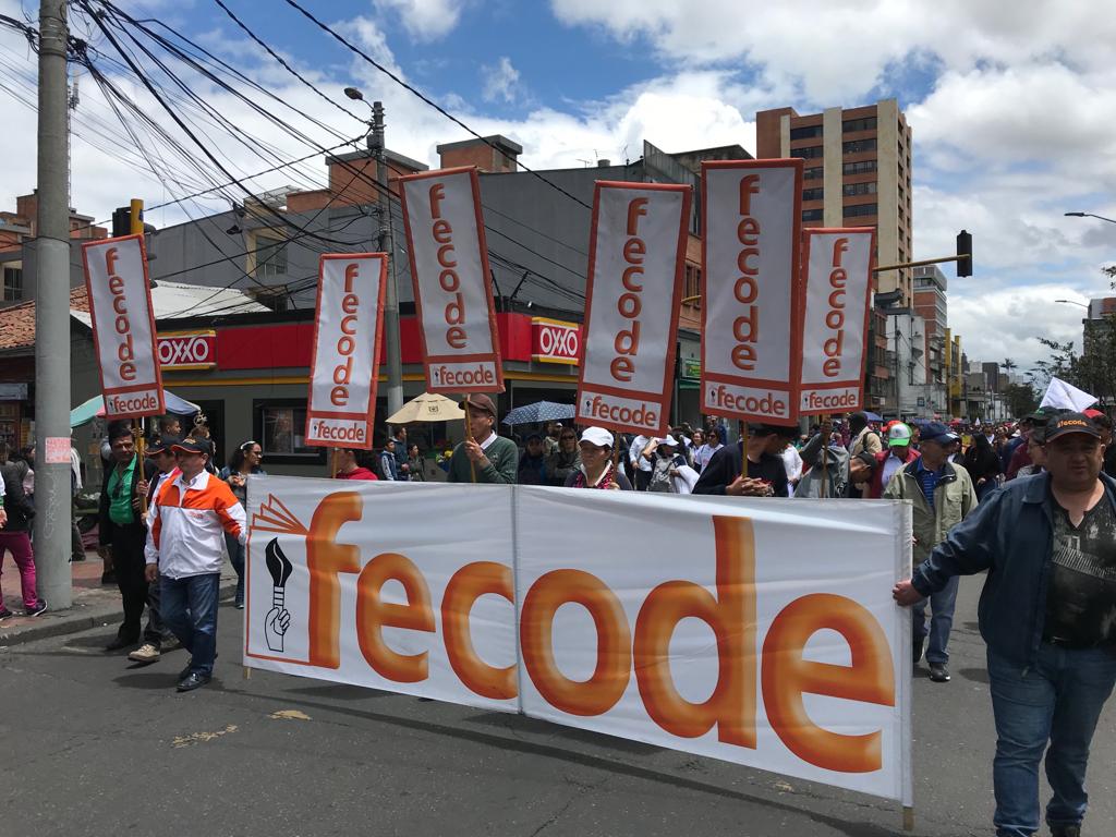 Marcha de docentes en Bogotá