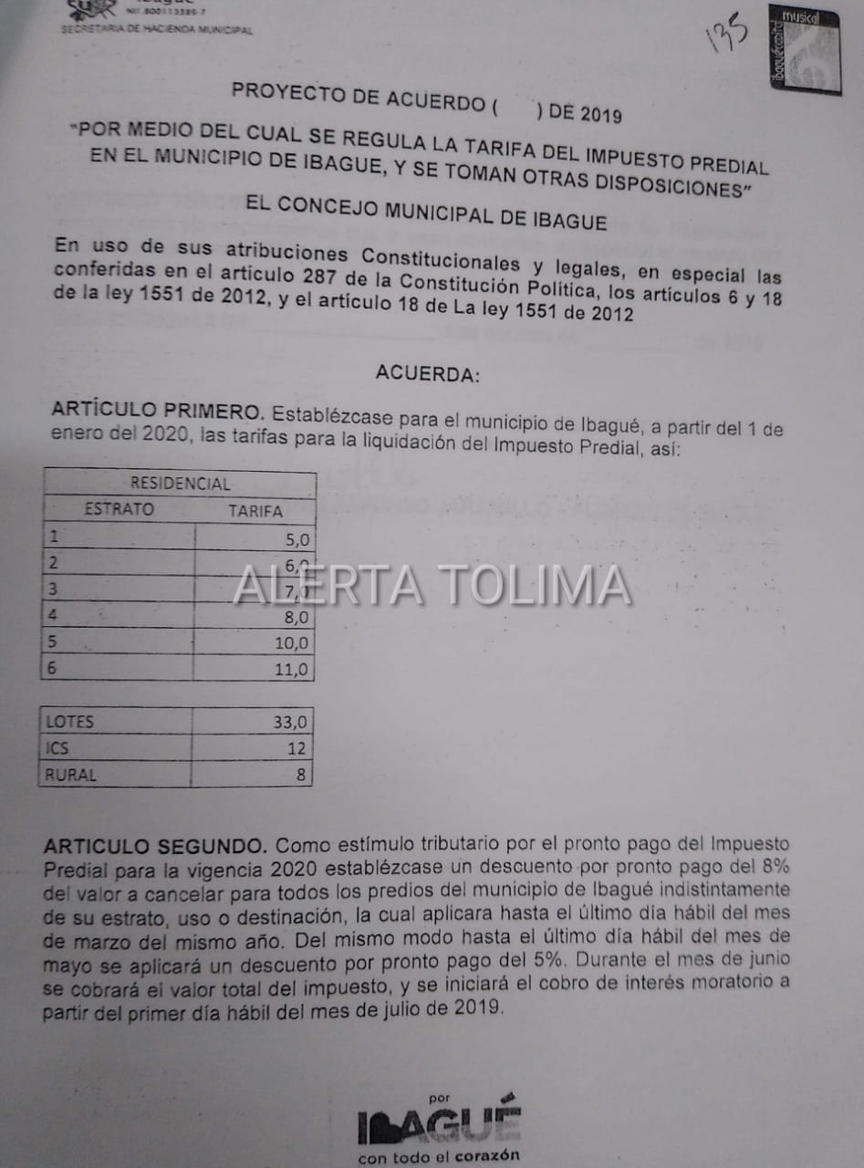 Tarifa Impuesto Predial