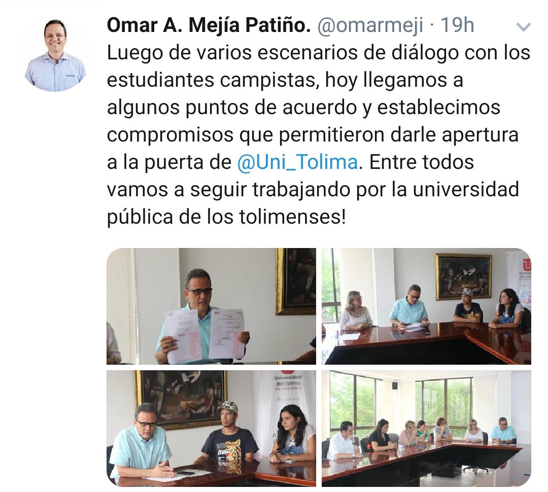 Tweet de rector de la UT