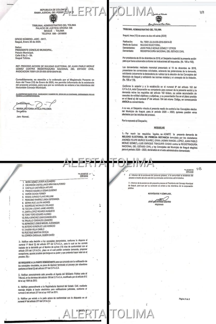 Aceptan demanda de elección del concejo de Ibagué