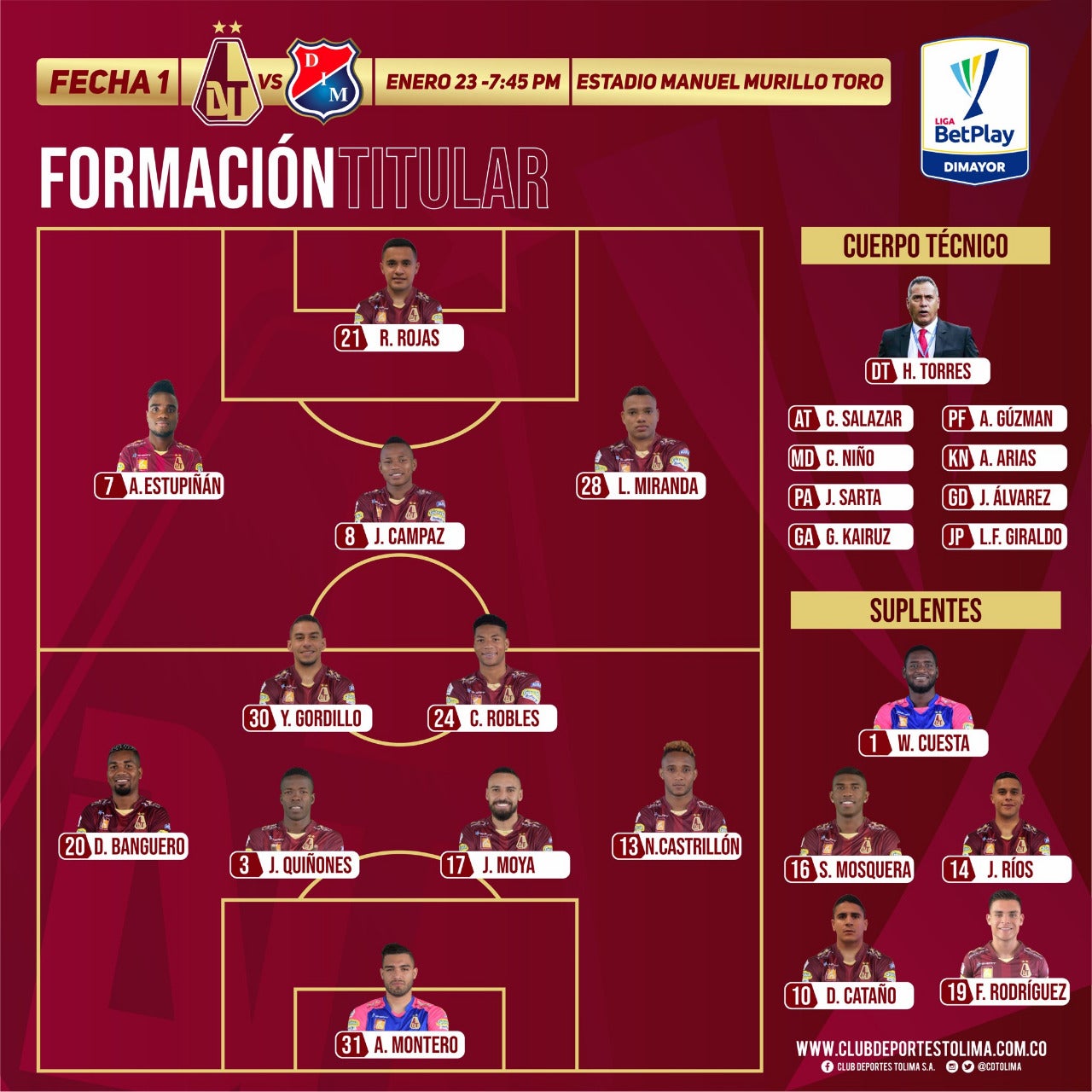 Formación Deportes Tolima