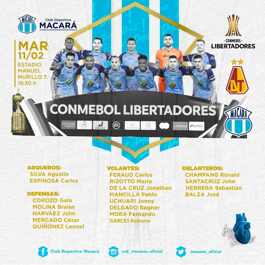 Convocados Tolima vs Macará Copa Libertadores