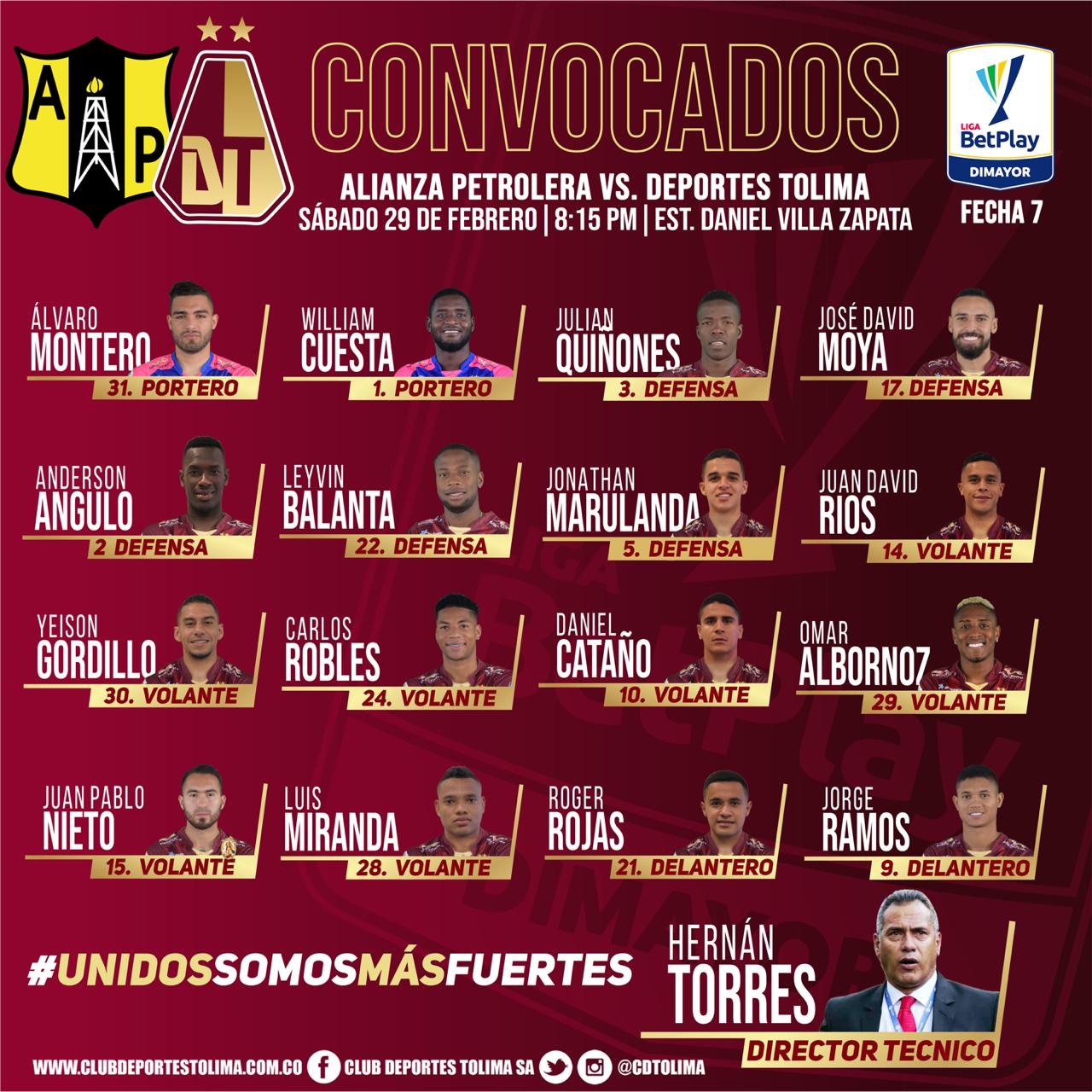 Alianza Petrolera vs Deportes Tolima 8:15 p.m.