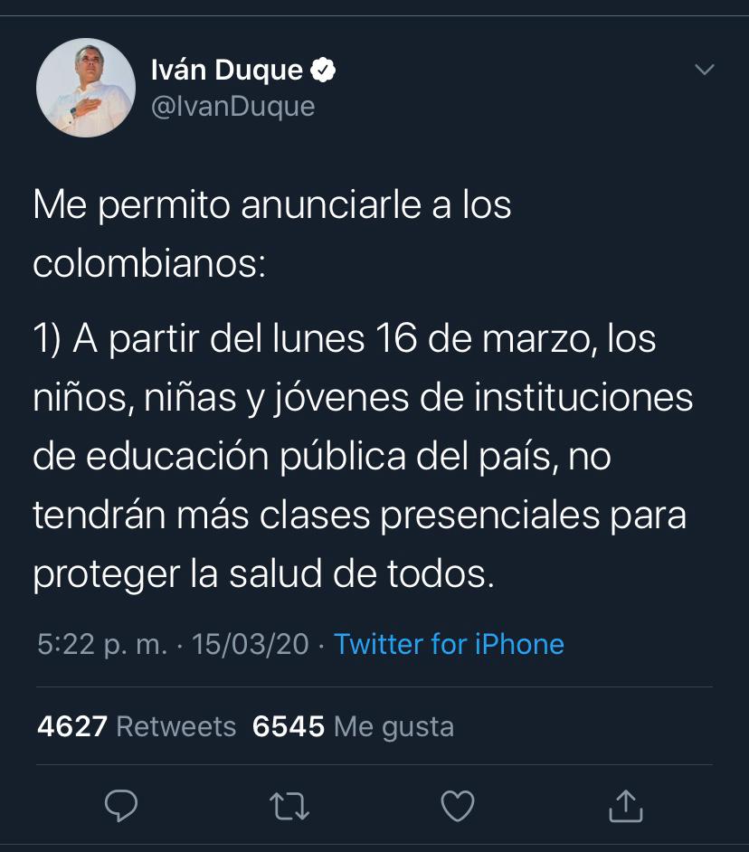 Nuevas medidas frente a la situación educativa en Colombia