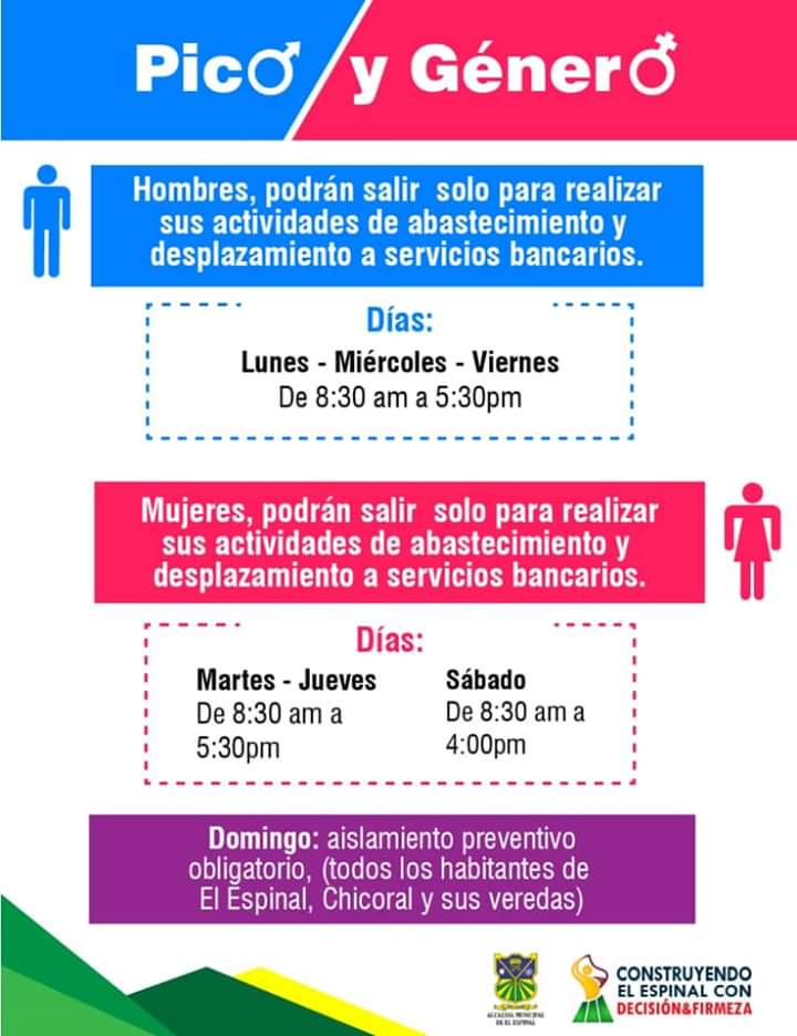 Pico y Género a partir de hoy en El Espinal, además de otras medidas en cuarentena COVID-19
