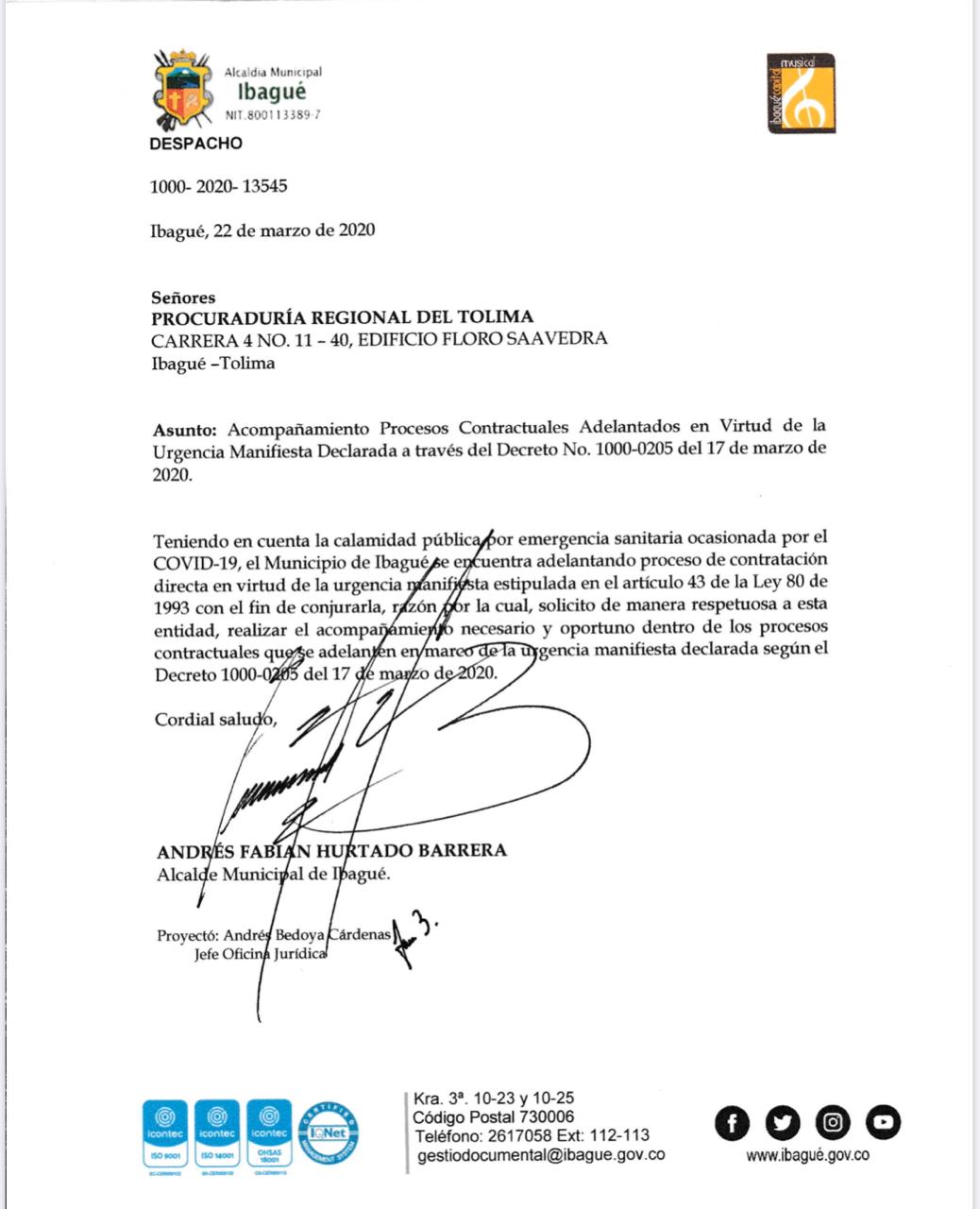 Solicitud entes de control