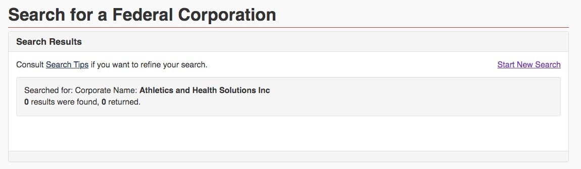 Registro federal del gobierno canadiense