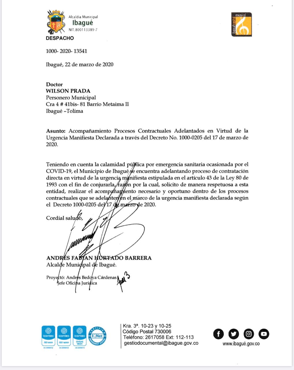 Solicitud entes de control