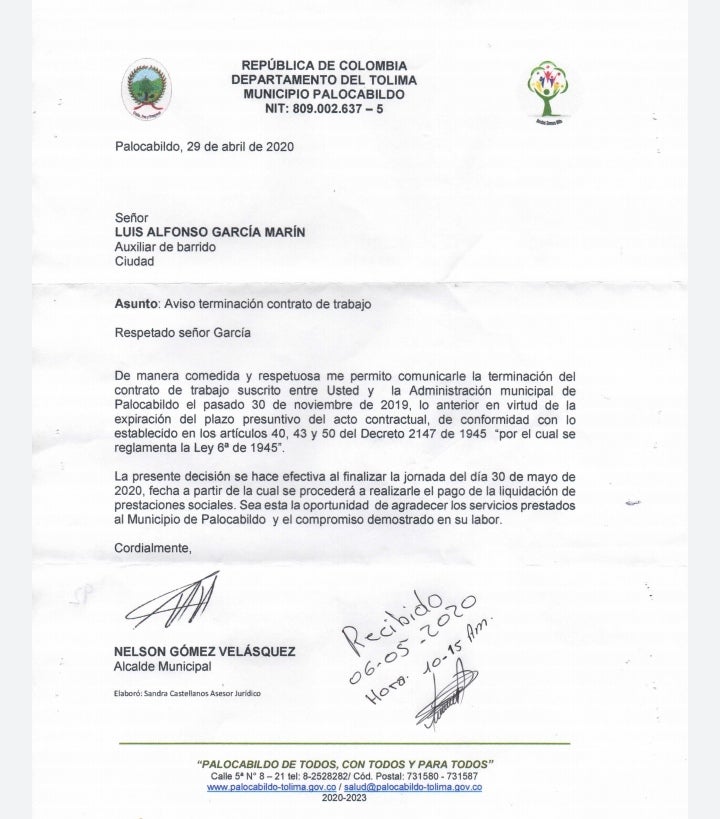 Despidos en Palocabildo