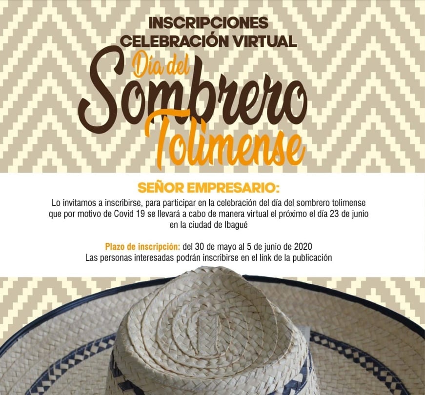 La Gobernación del Tolima celebrará de manera virtual, el día del Sombrero Tolimense el próximo 23 de junio