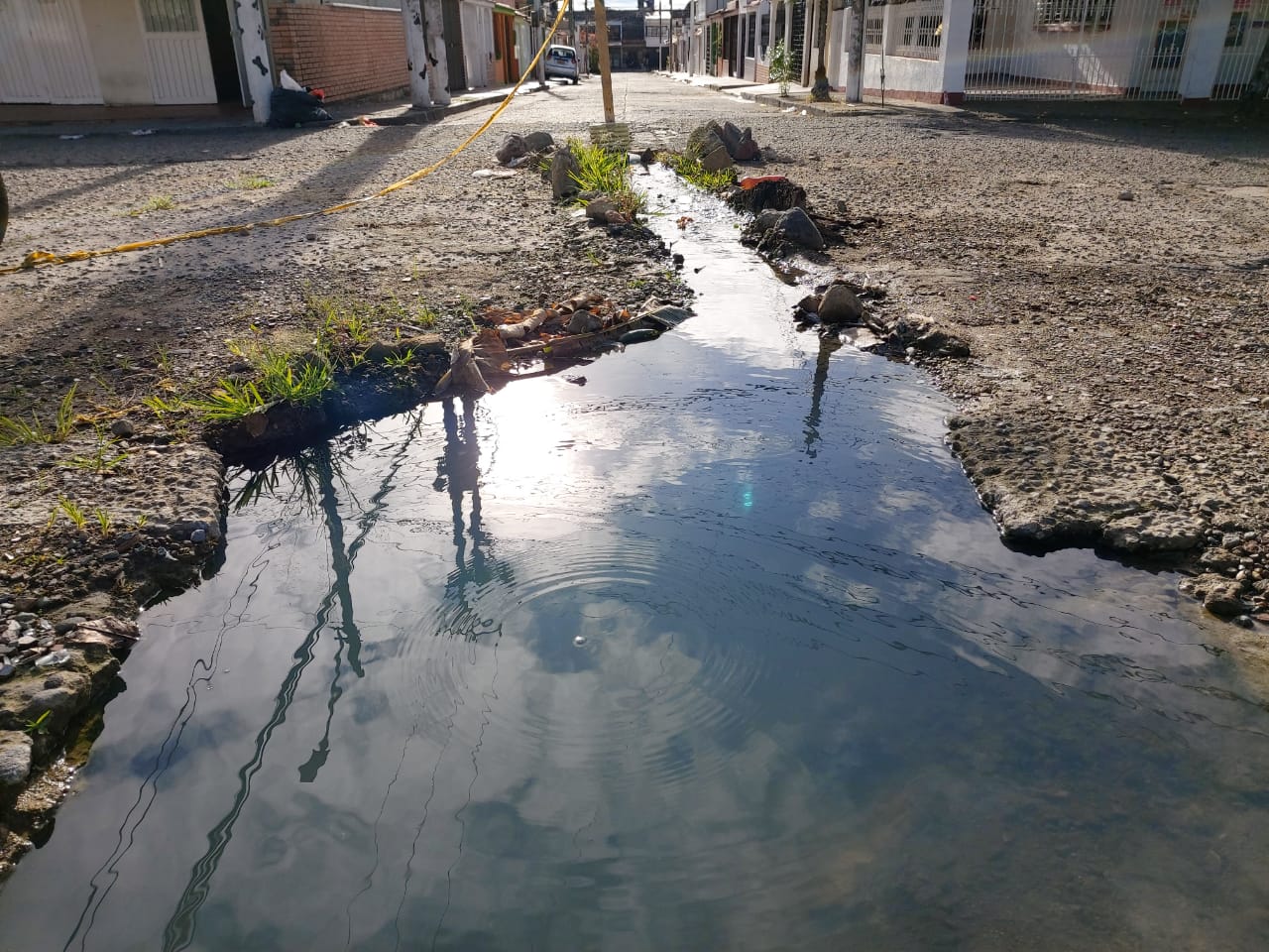 Fuga de aguas negras y malos olores
