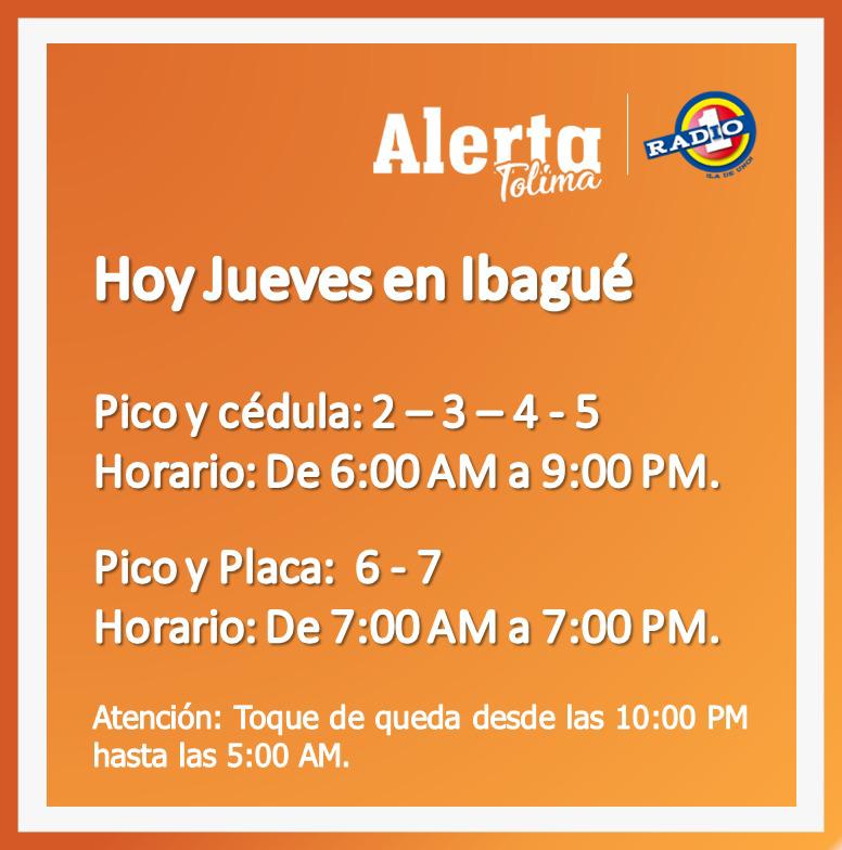 Pico y cédula jueves en Ibagué