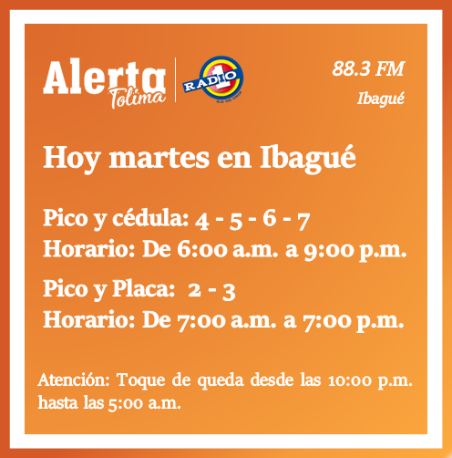 Pico y cédula Martes en Ibagué