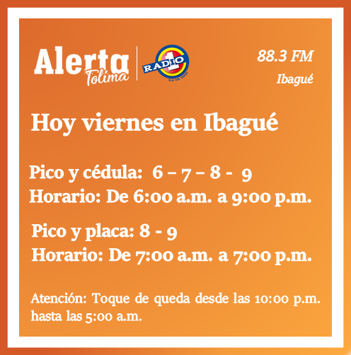 Pico y cédula viernes Ibagué
