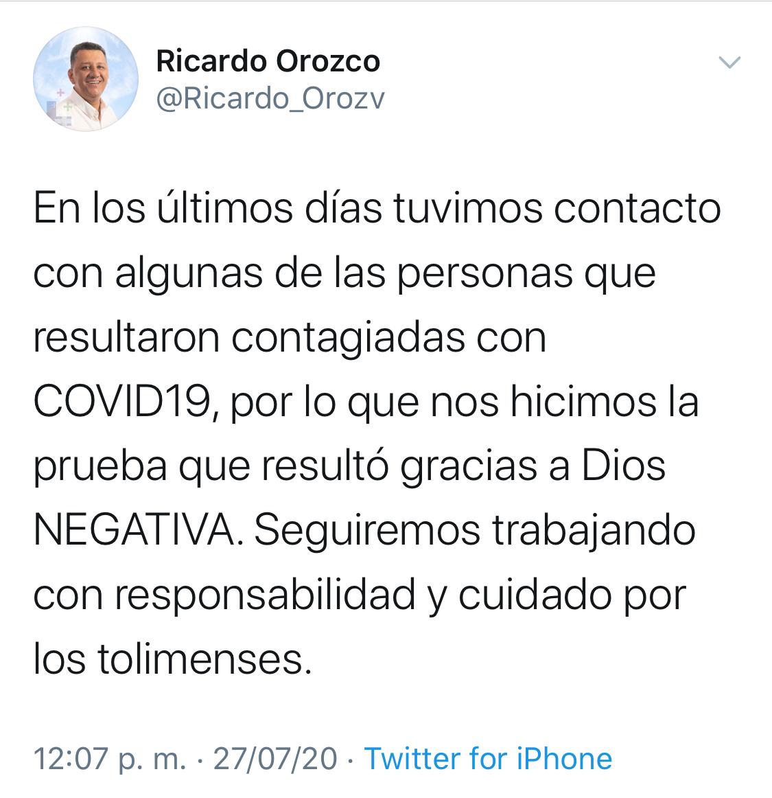Resultados coronavirus de Ricardo Orozco