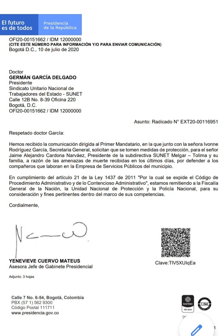 Amenazas de muerte a líder sindical de Melgar