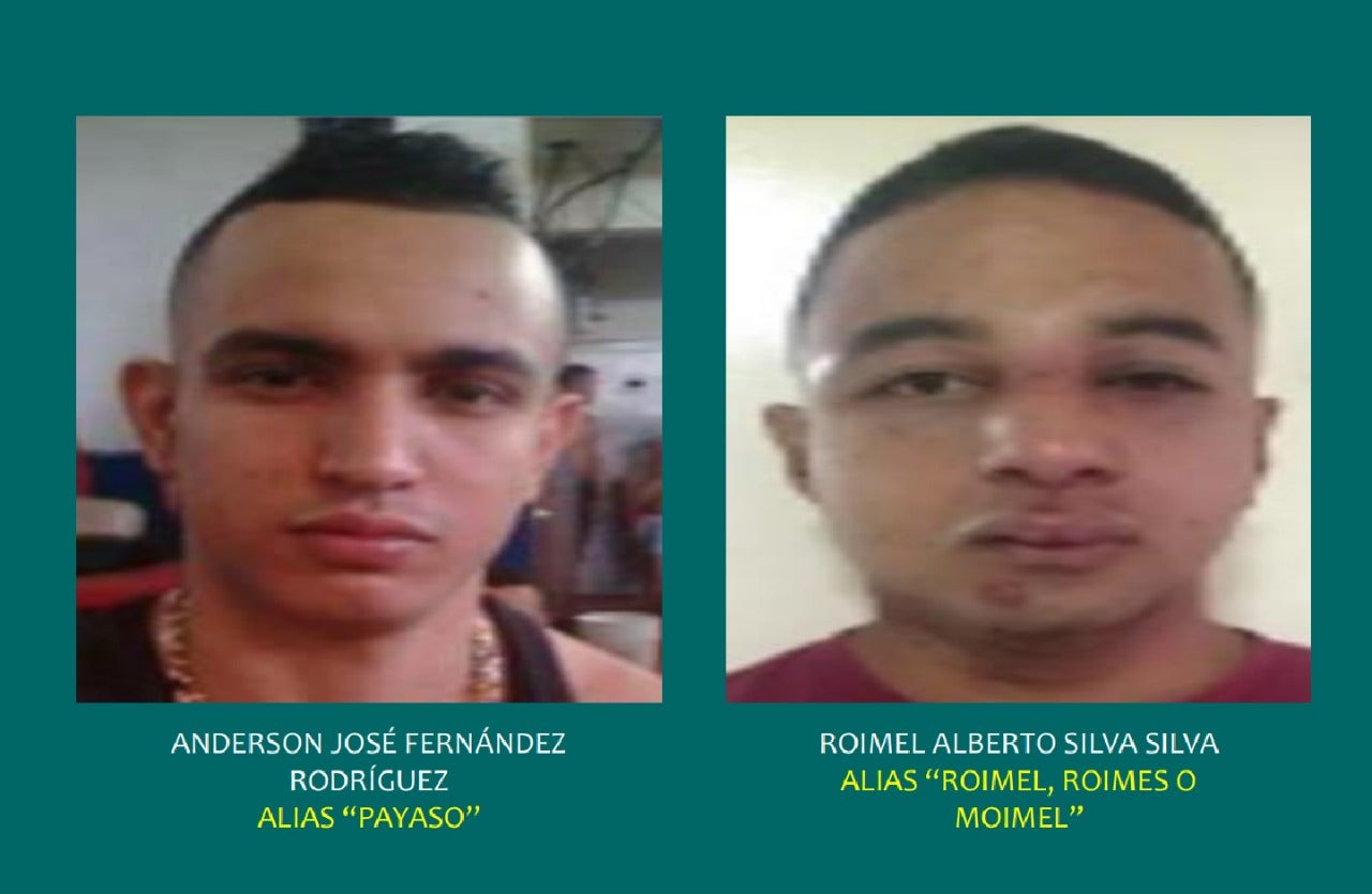 Anderson José Fernández Rodríguez, alias Payaso, y Romiel Alberto Silva Silva, alias Romiel,