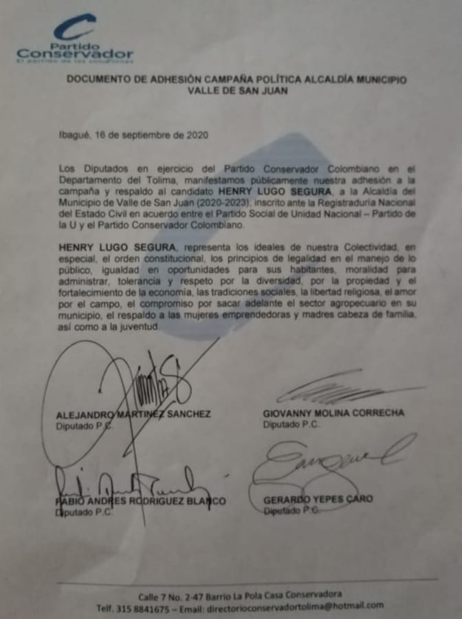 Respaldo político a candidatura de Henry Lugo