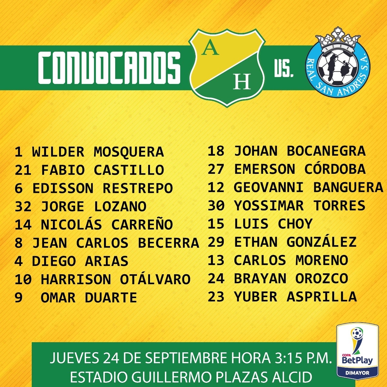 Lista de convocados del Huila