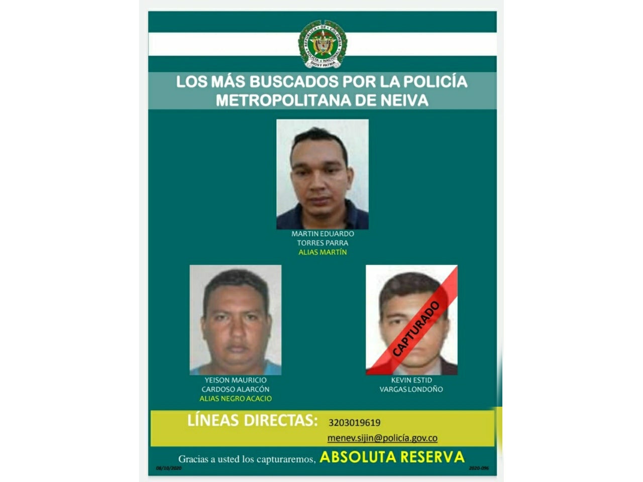 Cartel de los más buscados