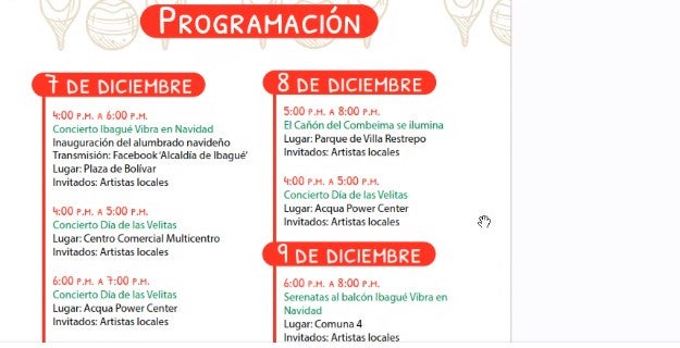 programación día velitas