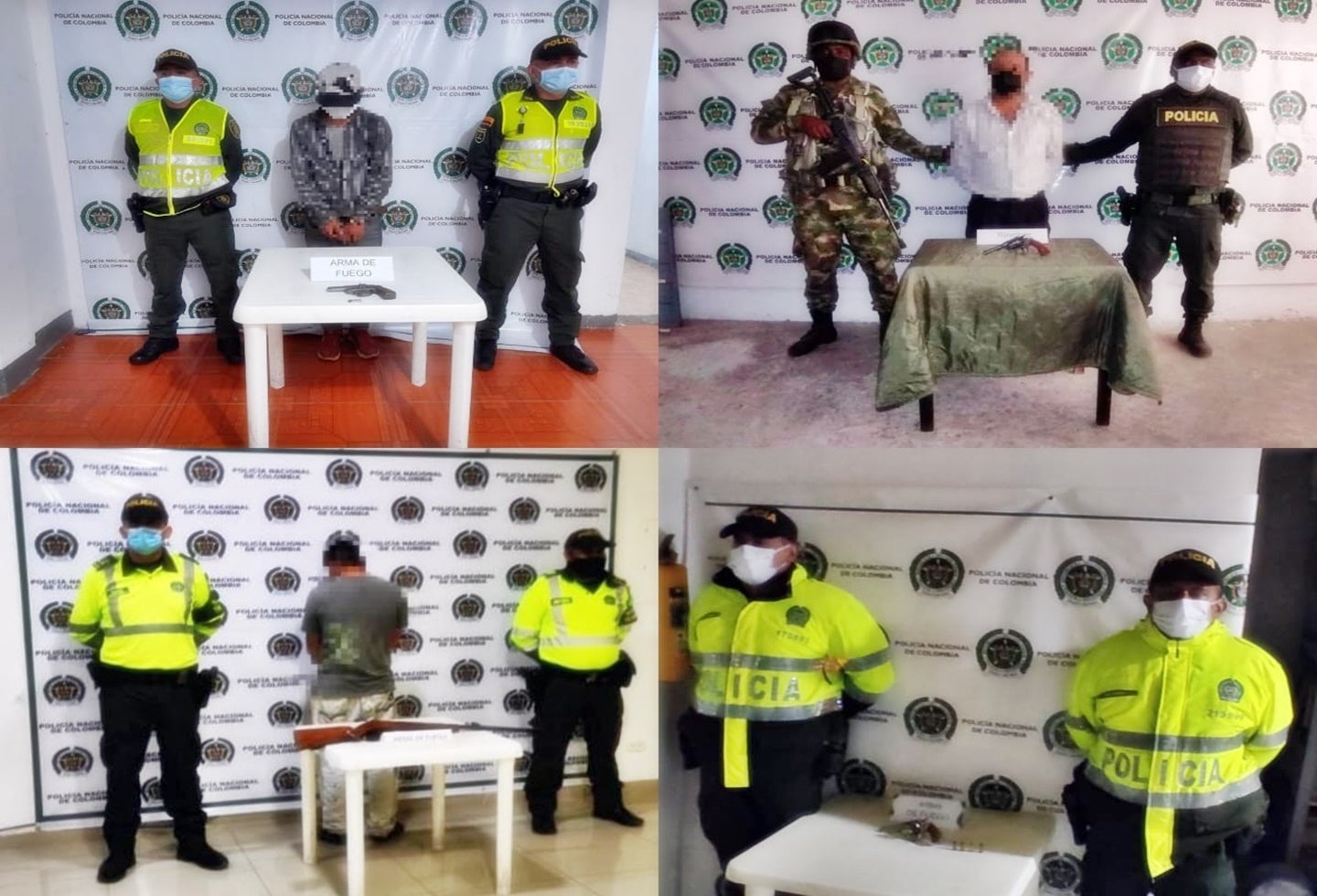 Policía capturó tres personas e incautó cuatro armas en Villarrica, Fresno, Armero Guayabal y Murillo