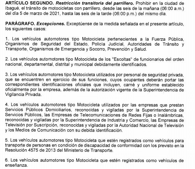 Restricción de parrillero