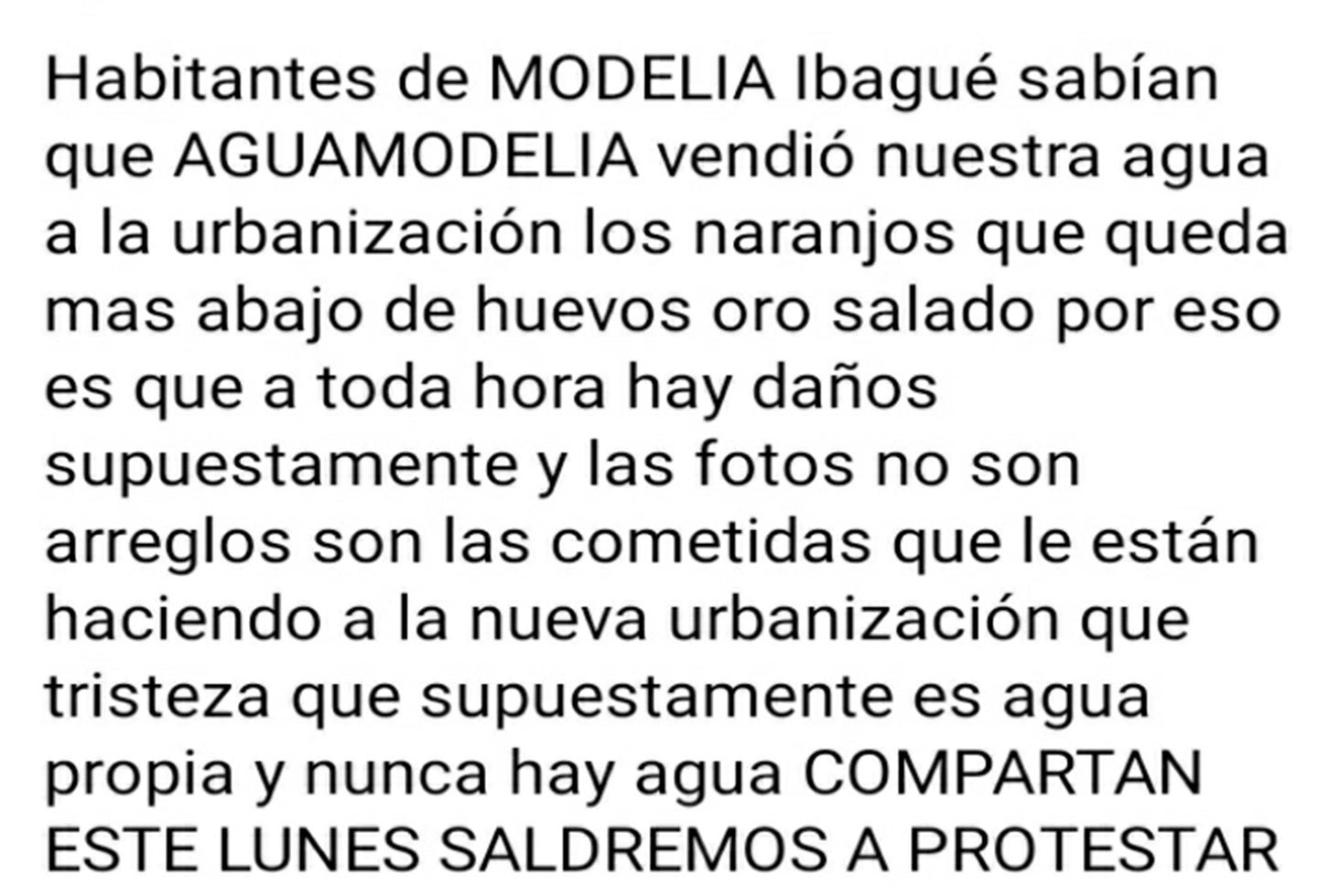 Posible marcha contra representantes de acuamodelia