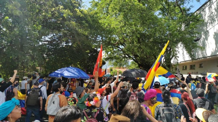 Referencia marchas en Medellín.