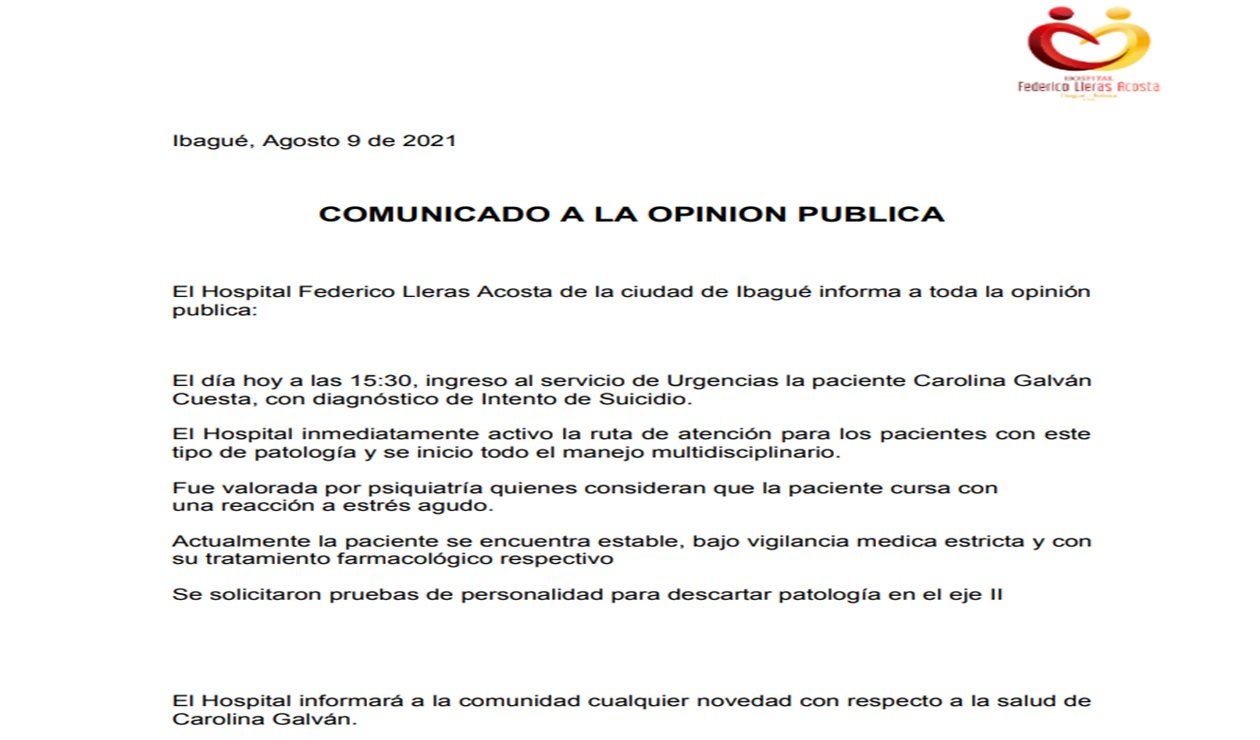 comunicado Federico Lleras Acosta