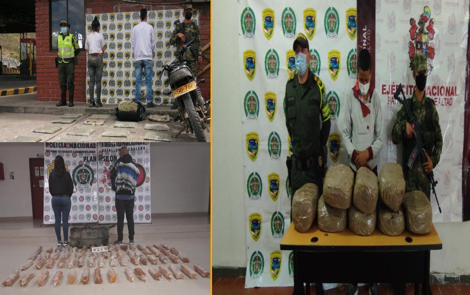 111 kilos de estupefacientes incautados en carreteras del Huila