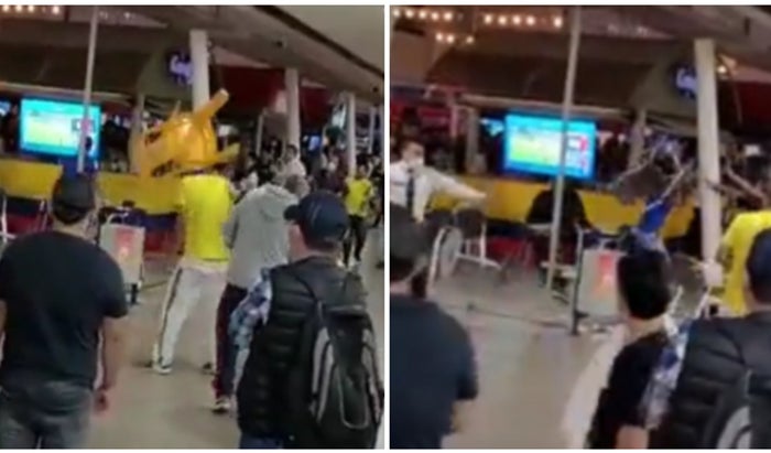 Hinchas de Colombia se van a los 'sillazos' tas empate con Ecuador