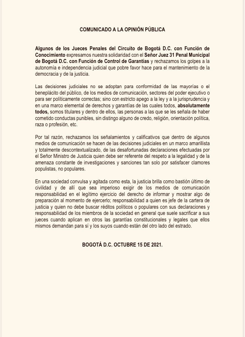 COMUNICADO JUECES