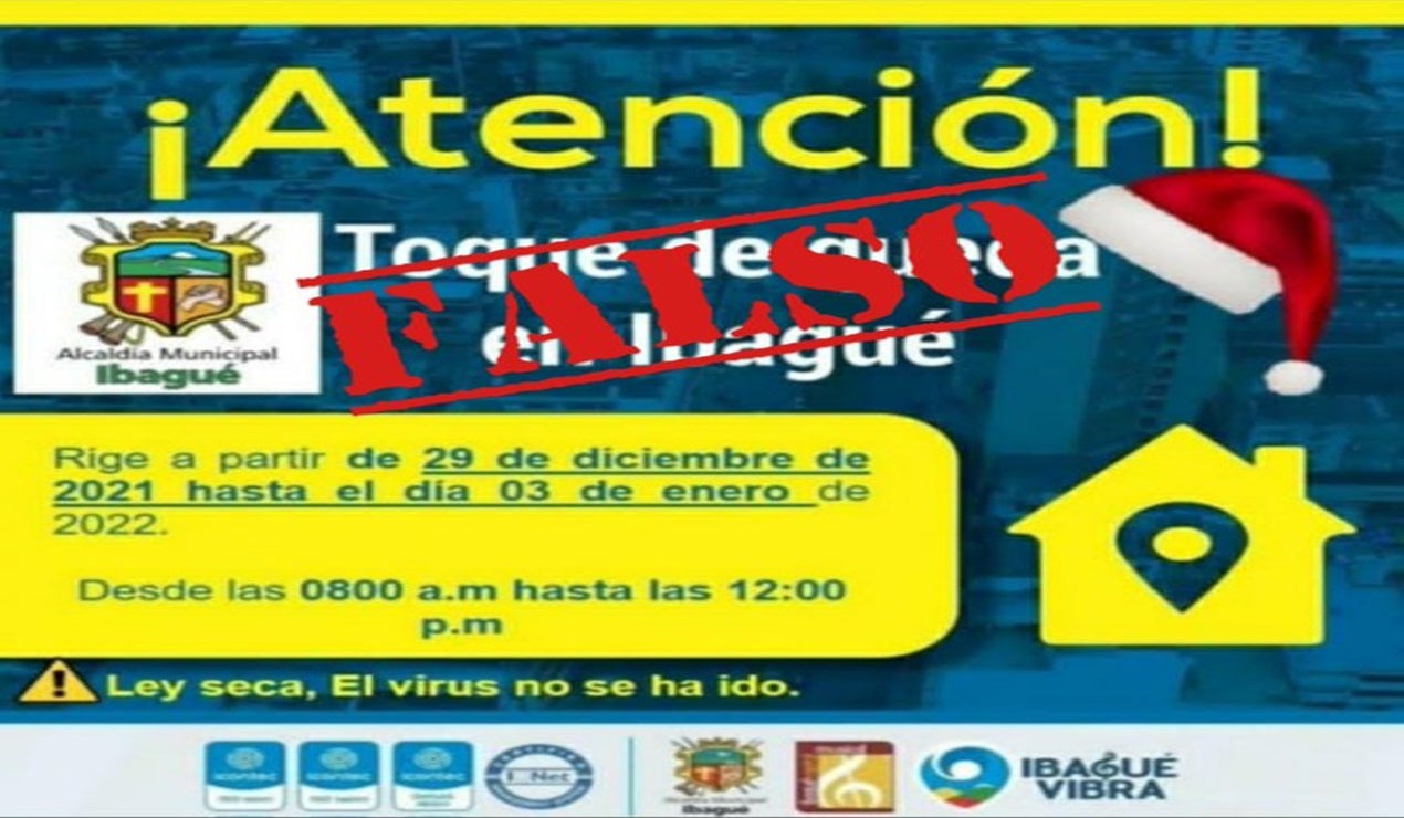 Desmienten toque de queda en Ibagué