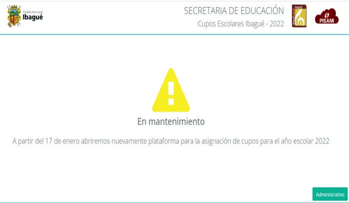 No hay plataforma de cupos escolares en Ibagué