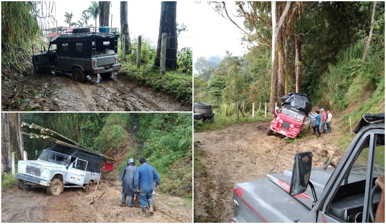 Taponamiento de vía en Charco Rico por lluvias de Ibagué