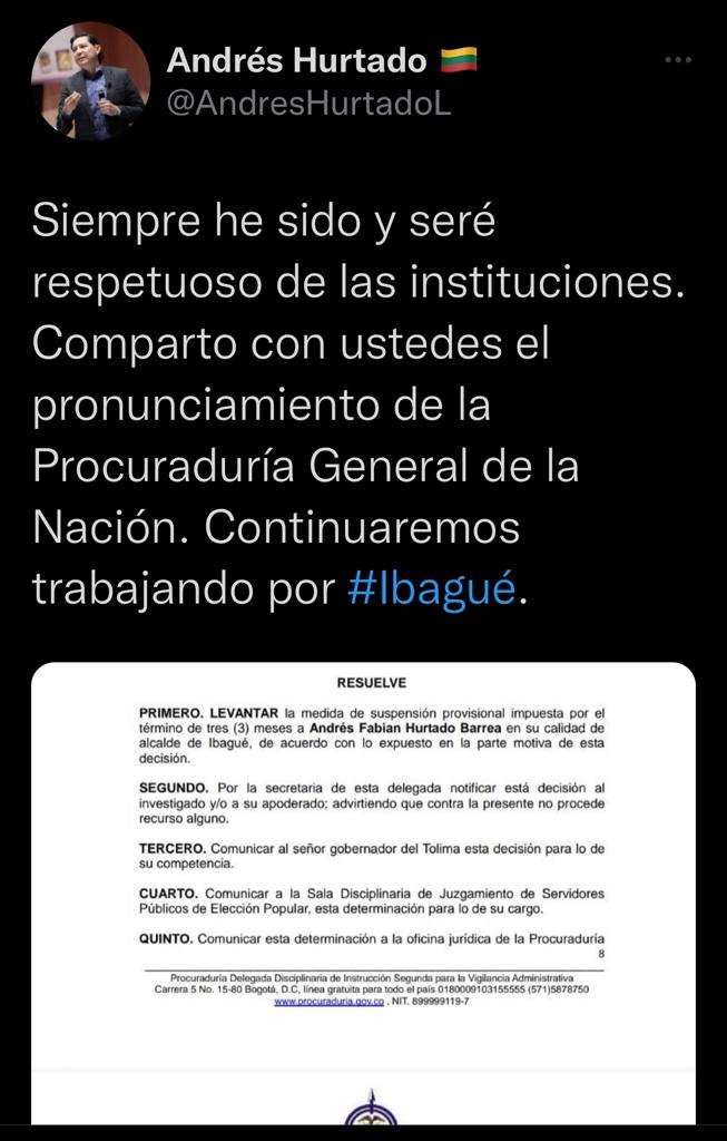 Alcalde de Ibagué