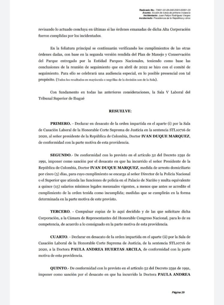 Fallo desacato Ivan Duque