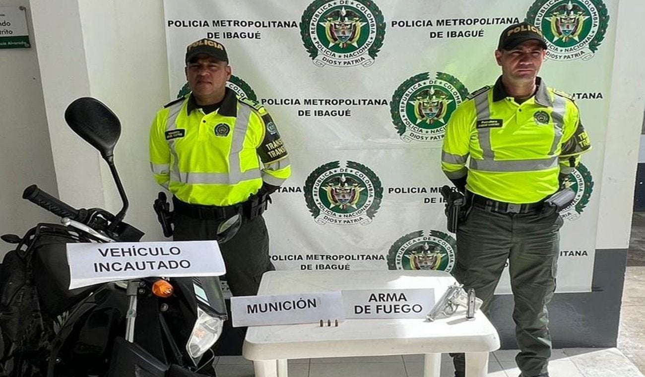 Autoridades incautaron moto, pistola con proveedor y munición en el norte del Tolima