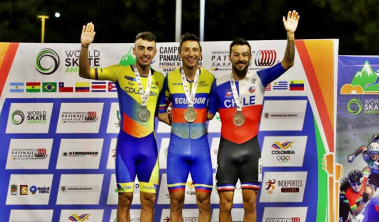 Imposición de medallería en el Panamericanom de patinaje de velocidad