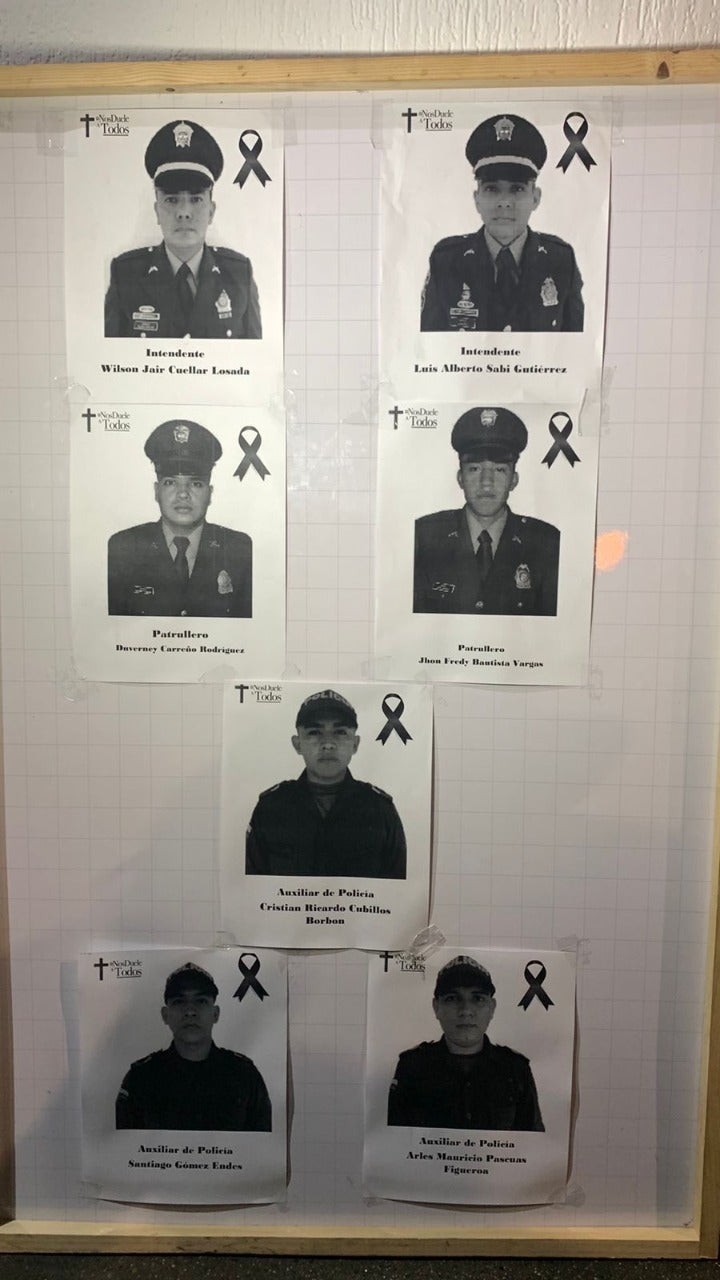 Policías asesinados en Huila