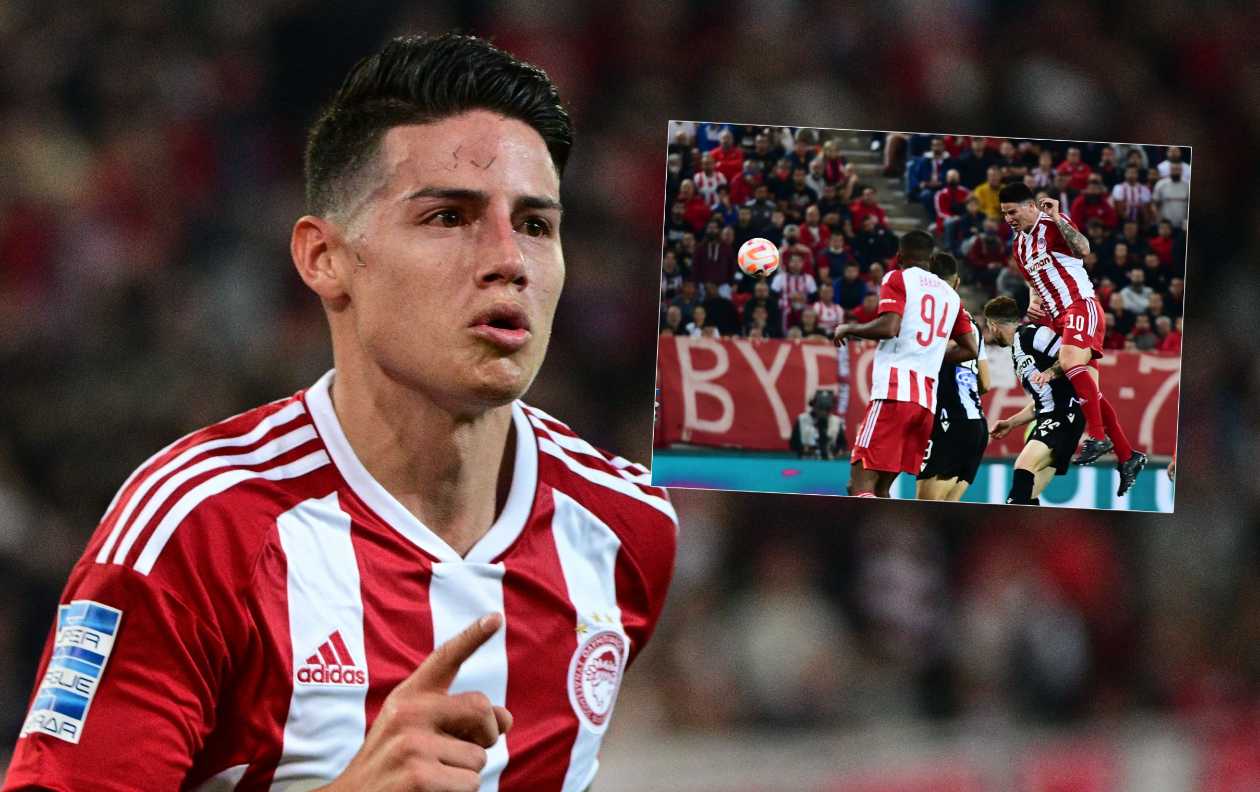 Primer gol de James Rodríguez con el Olympiacos
