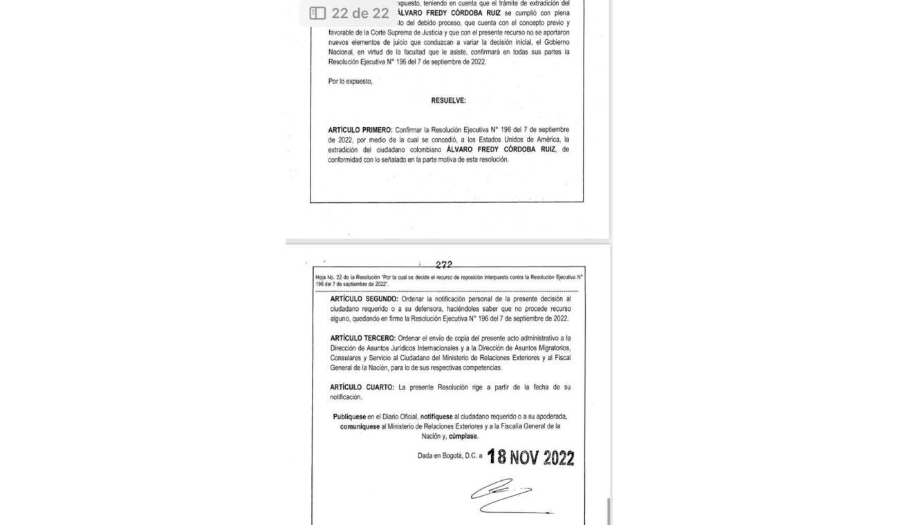 extradición de alvaro cordoba