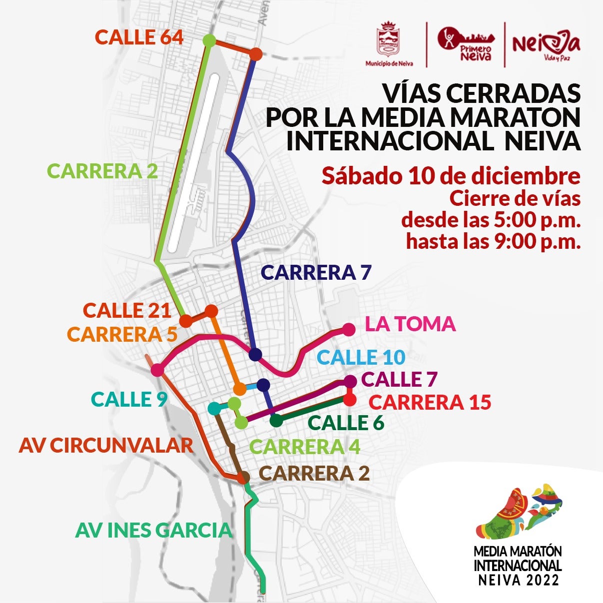 Media maratón internacional será nocturna