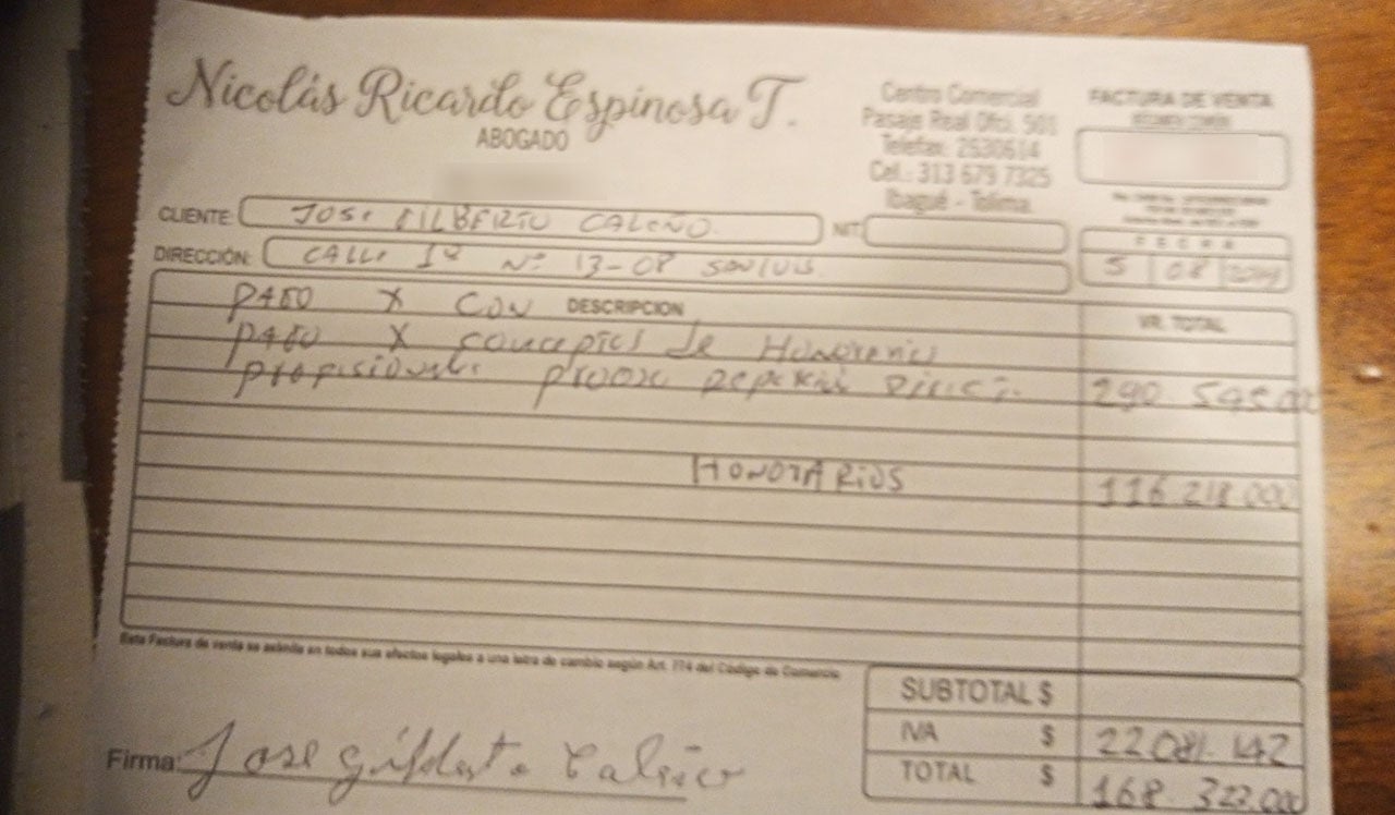 Factura de Honorarios